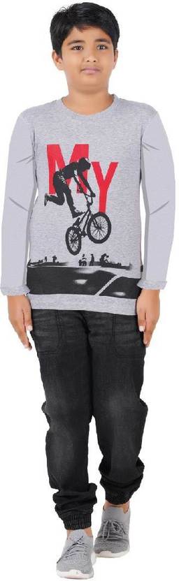 CHECKERSBAY Boys Printed Cotton Blend Regular T Shirt