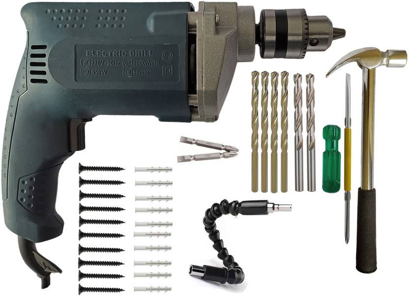 DUMDAAR 350w 10mm Drill machine 2 HSS 3 M. Ph2 & ¼” bit 2in1 Screw