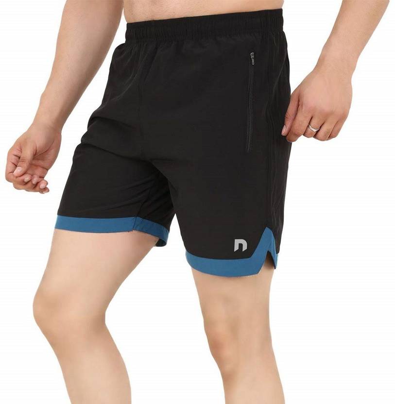 Solid Men Dark Blue Running Shorts