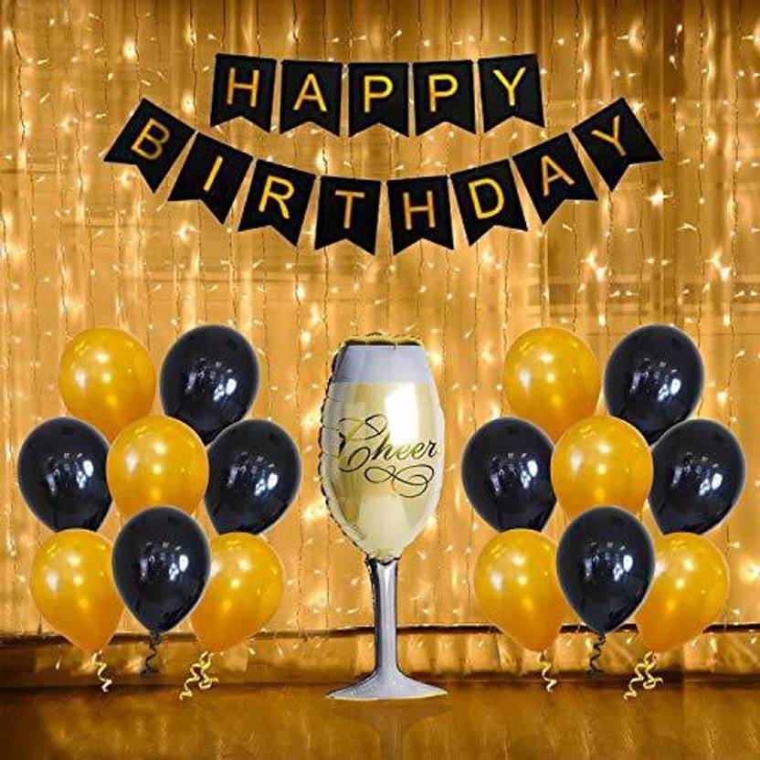 Balloon&You Black Birthday Decorations Kit, Happy Birthday Balloons