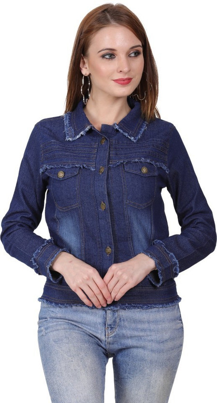 Full Sleeve Solid Women Denim Jacket 