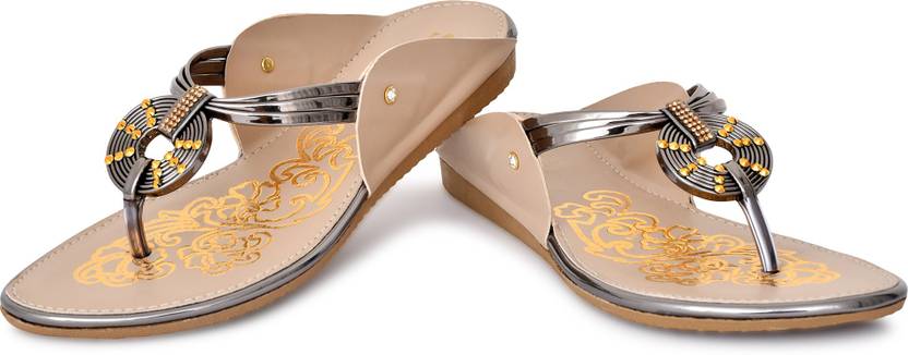 Women Beige Flats Sandal