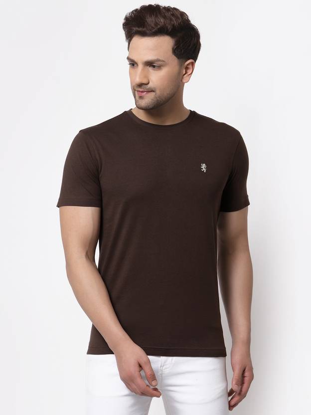 RED TAPE Men Solid Round Neck Pure Cotton Brown T Shirt at Best Price