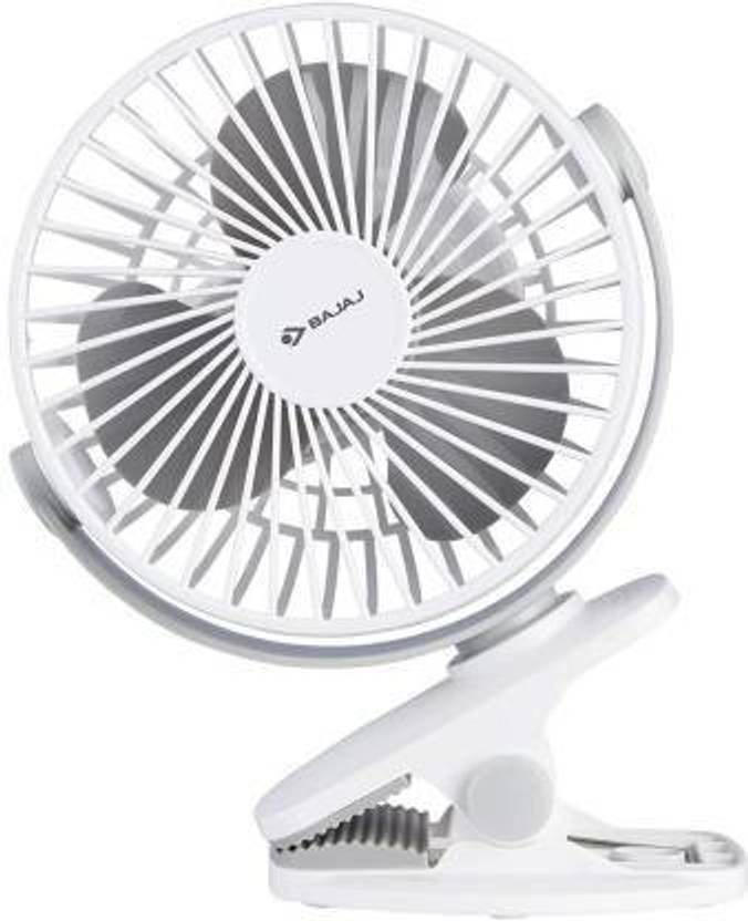 BAJAJ bajaj mini fan with usb charging socket ( white 110 mm Ultra High Speed 3 Blade Table Fan