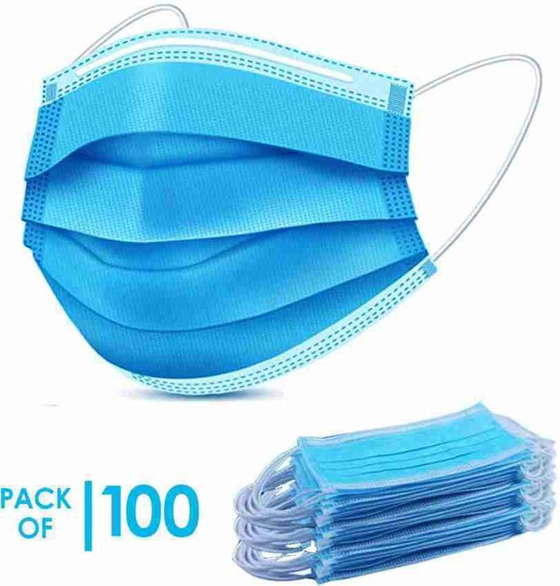Medicare MT001 Face Mask (Pack of 100) NonReusable Surgical Mask With