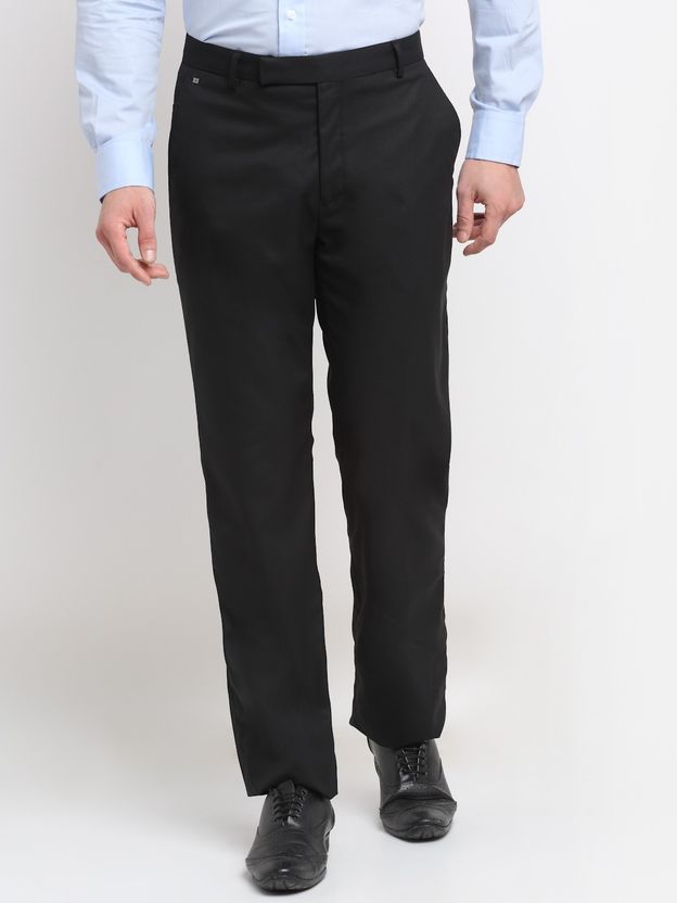 Louis Philippe Black Polyester Formal Trousers - Image 8