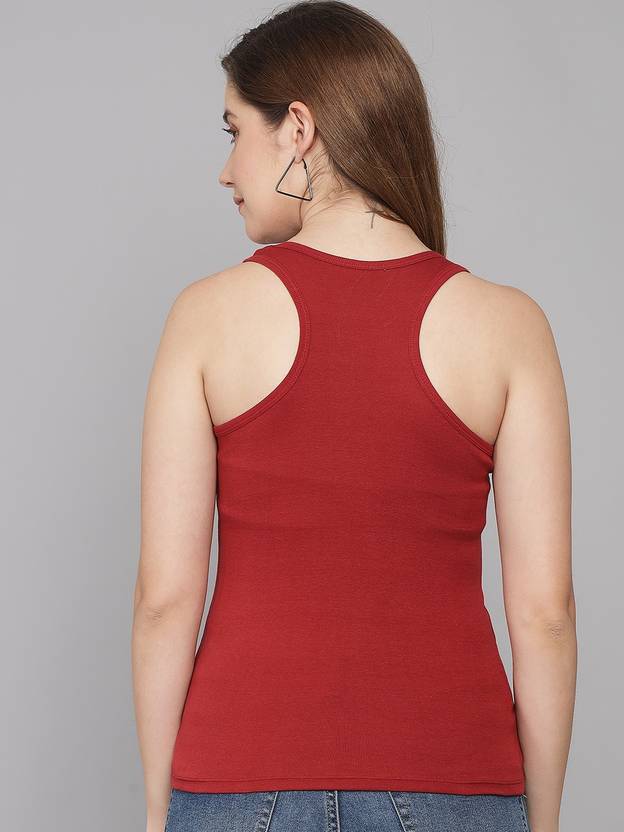 Women Maroon, Black Tank Top/Vest