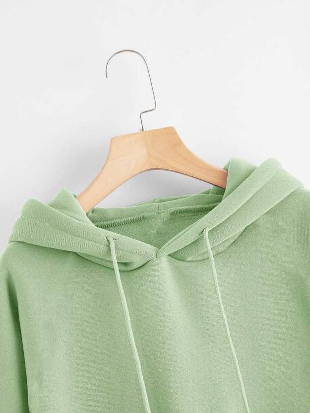 Women Full Sleeve Solid Hooded Sweatshirt