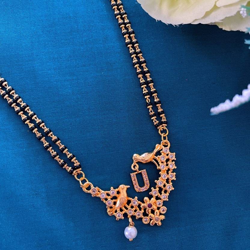 Digital Dress Room Long Mangalsutra Designs Alphabet U Letter name mangalsutra custom name designs Alloy Mangalsutra