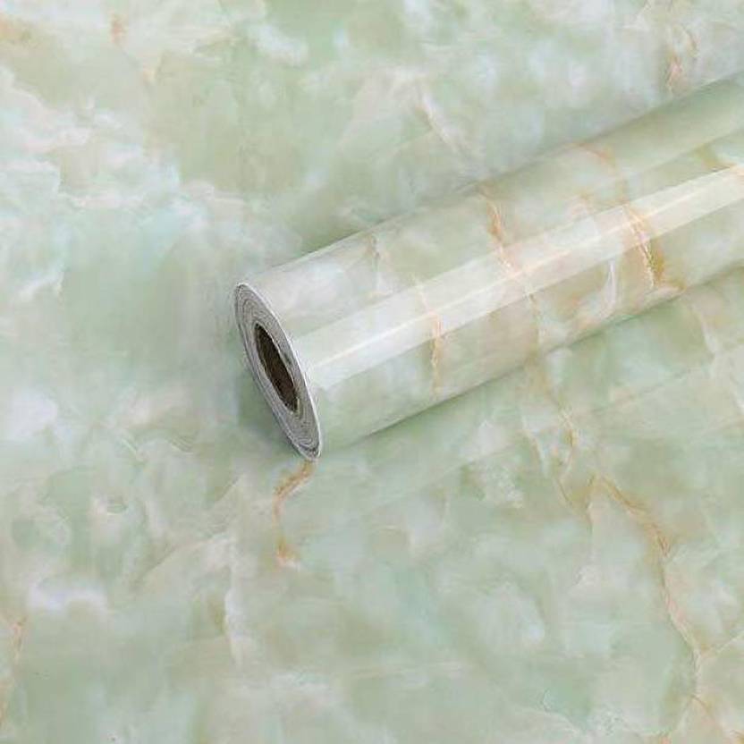4tens 200 cm PVC Green Marble Wallpaper for Kitchen Countertop