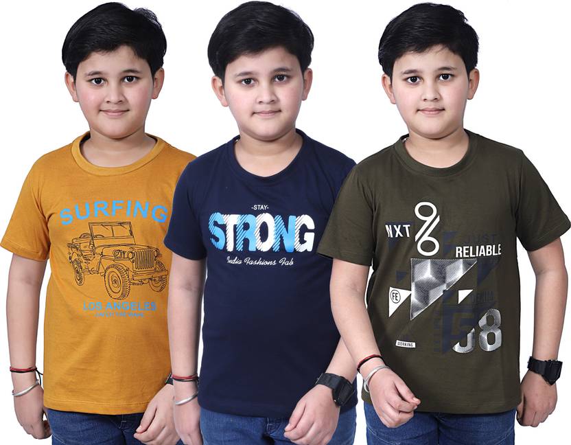 SANDOLL Boys Printed Pure Cotton Regular T Shirt