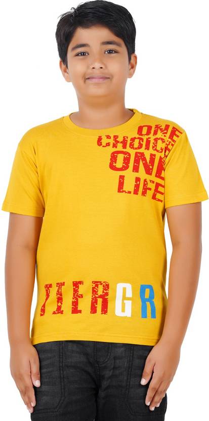 CHECKERSBAY Boys Typography, Printed Cotton Blend Regular T Shirt