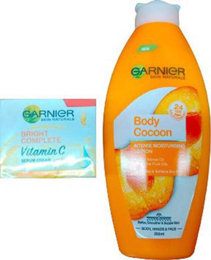 GARNIER BODY COCOON MOISTURISING LOTION 250ml+BRIGHT COMPLETE SERUM