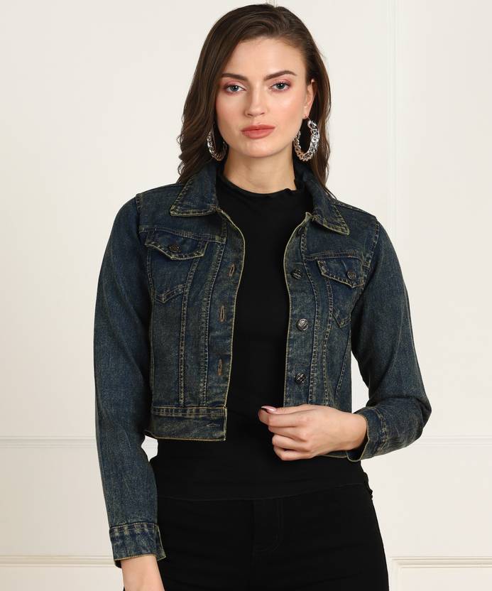 [Sizes S, M, L, XL] MONTREZ Women Washed Denim Jacket