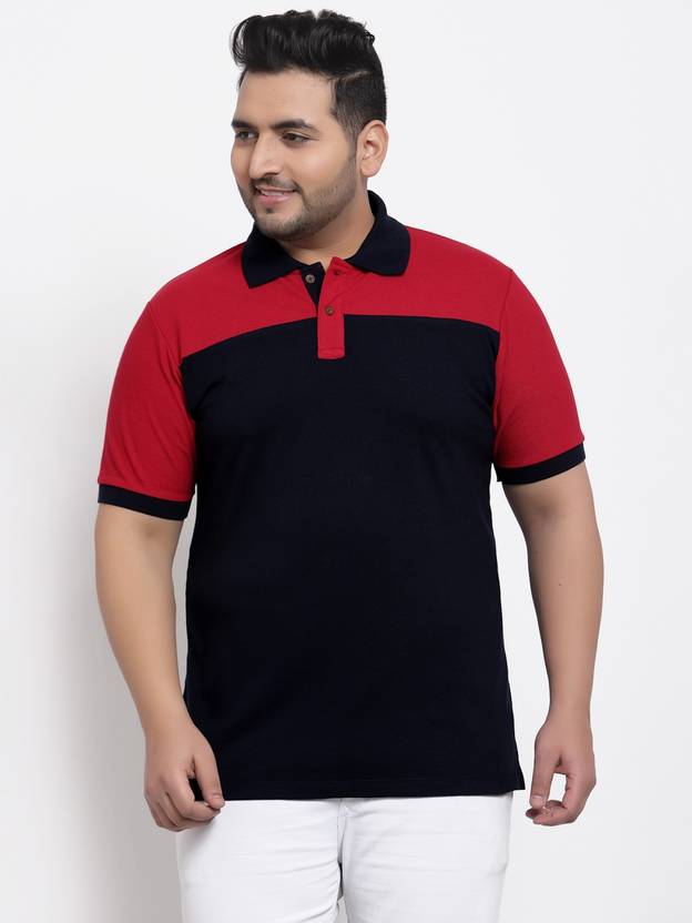 KALT Colorblock Men Polo Neck Red T-Shirt