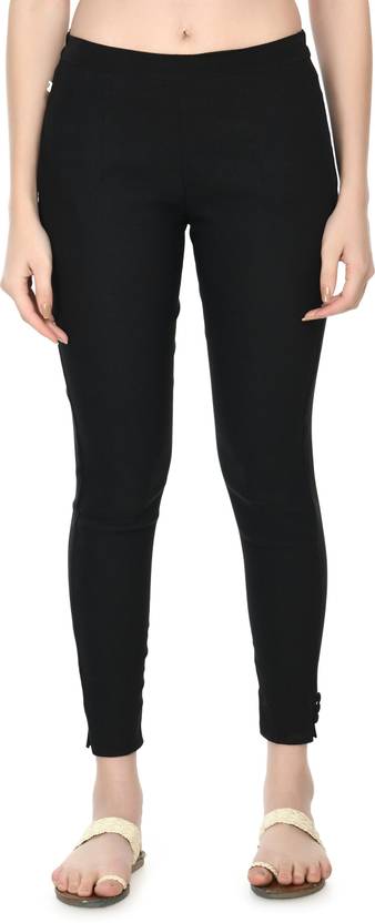 24Hour Fashion Women Regular Fit Black Cotton Blend Trousers