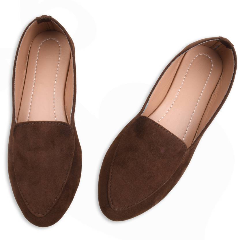 Velvet Designer Loafer Loafers For Women  (Brown)