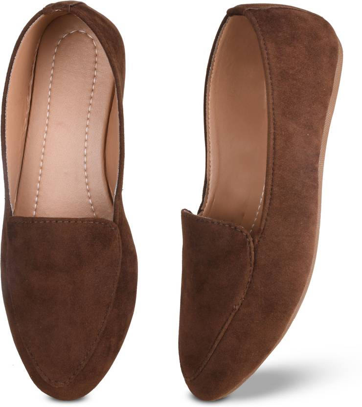 Velvet Designer Loafer Loafers For Women  (Brown)
