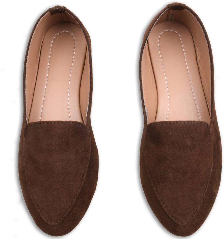 Velvet Designer Loafer Loafers For Women  (Brown)