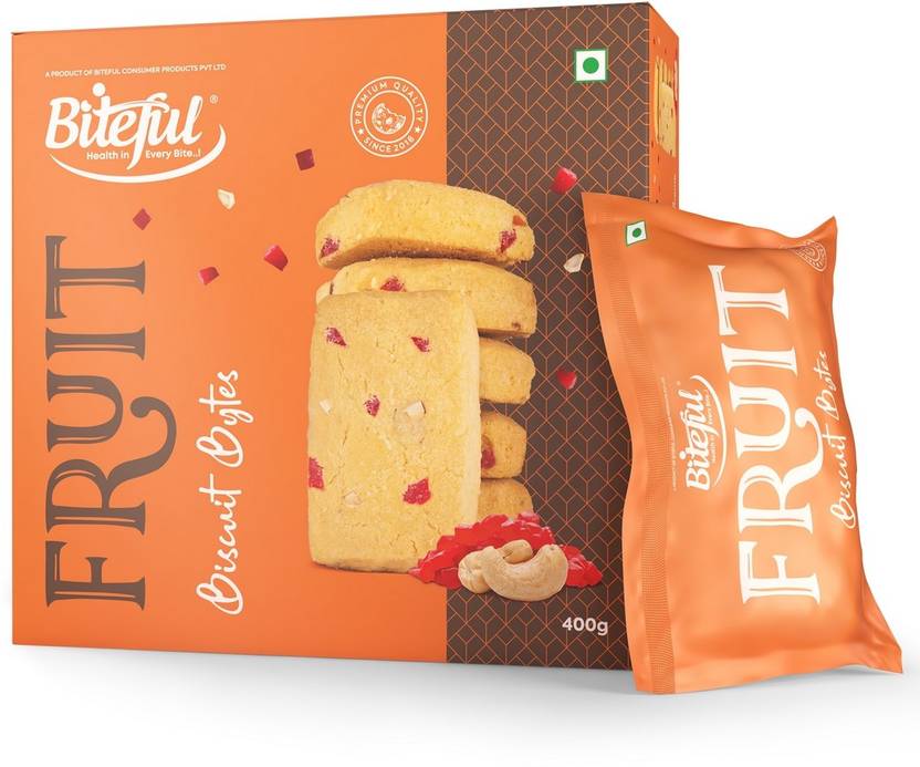Biteful Fruit Biscuits Bytes 400g Pack of 2 (800g) Sweet & Salty