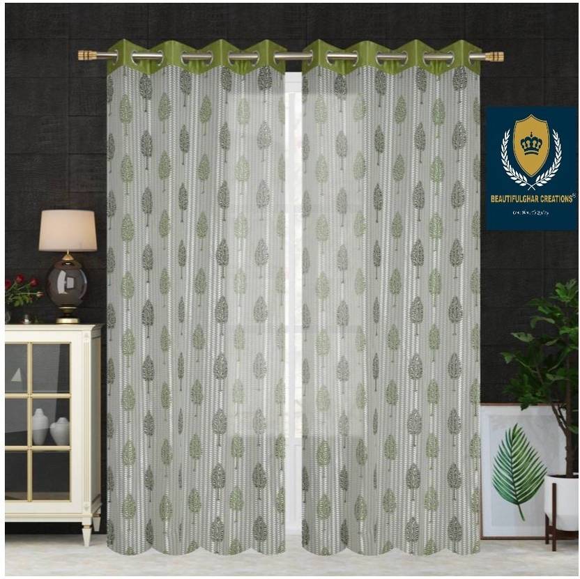 BeautifulGhar Creations 152 cm (5 ft) Window Tissue Transparent Curtain (Pack Of 2)
