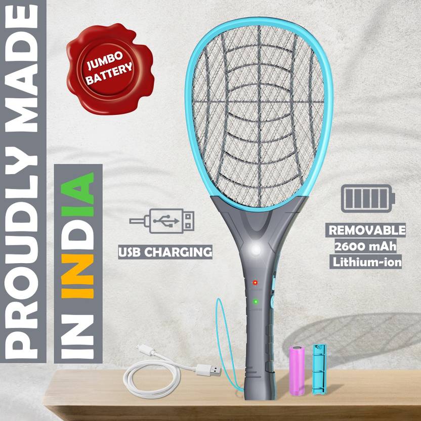 Raketto Jumbo 2600mAh Removable Battery(lasts 60 days) Mosquito Racket ...