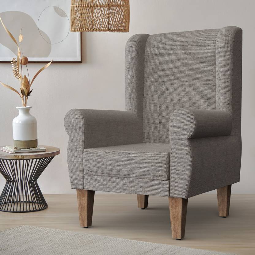 Chumbak Begum Wing Chair - Sailor Blue Solid Wood Living Room Chair