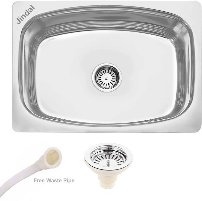Jindal steel 18X16X8'' Stainless Steel Kitchen Sink(2.750Kg)With Pvc
