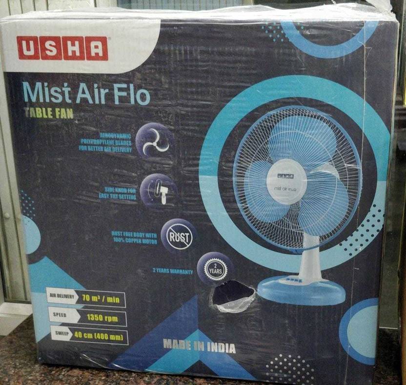 USHA USHA MIST AIR FLO 400 mm Ultra High Speed 3 Blade Table Fan Price