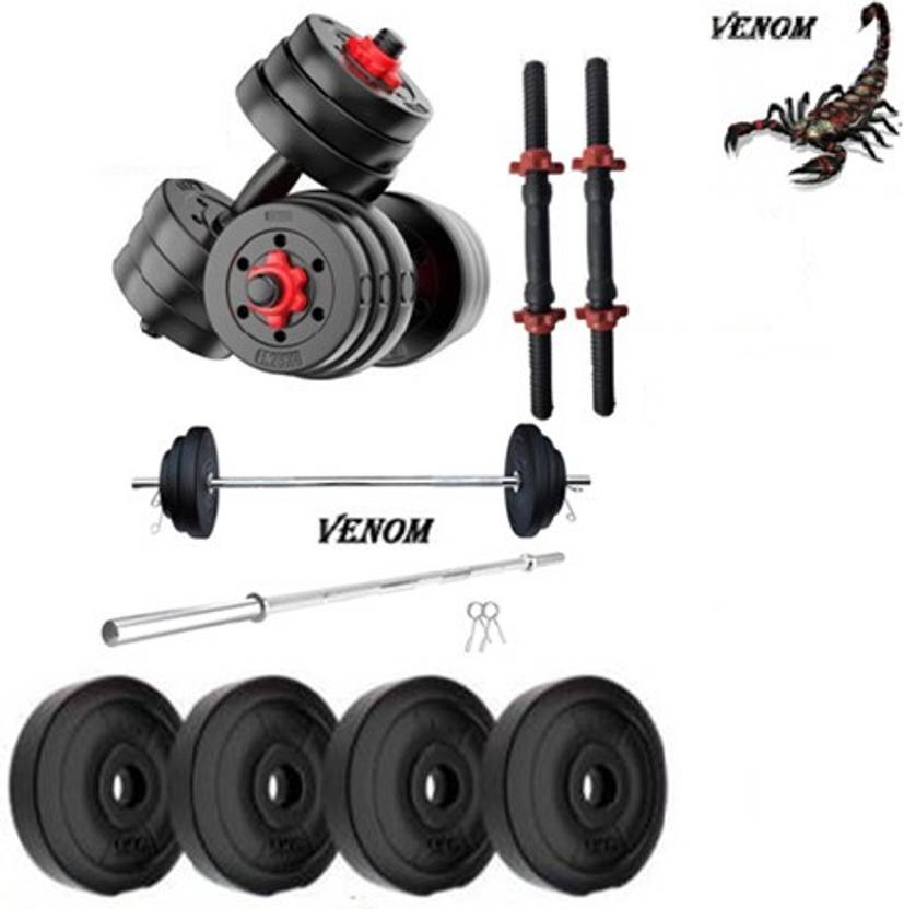 VENOM 08Kg PVC GYM Kit (PVC Round Weight Plates,3 feet Straight Rod,15.