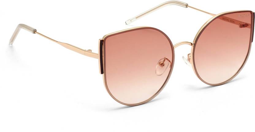 Gradient, UV Protection Round, Oval, Cat-eye Sunglasses (56)  (For Women, Brown)