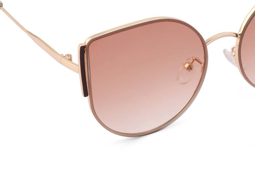 Gradient, UV Protection Round, Oval, Cat-eye Sunglasses (56)  (For Women, Brown)