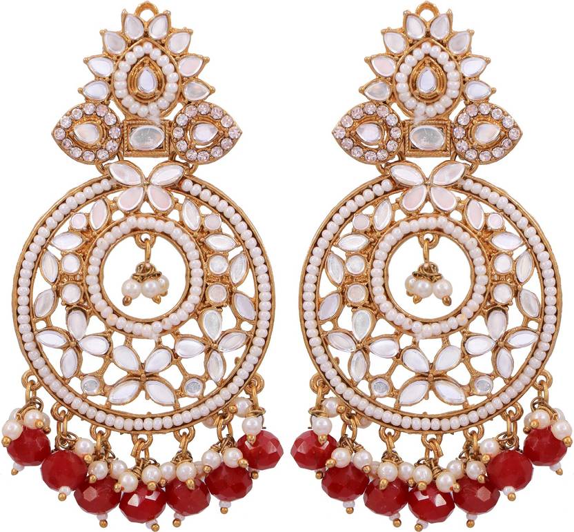 Bhargavi Ruby Kundan Pearl Danglers main image 1