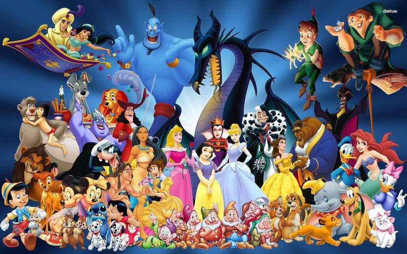 Disney cartoon characters collage poster Print Poster on 13x19 Inches ...