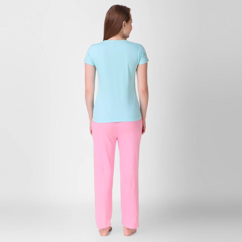 Women Top & Pyjama Set Multicolor Solid