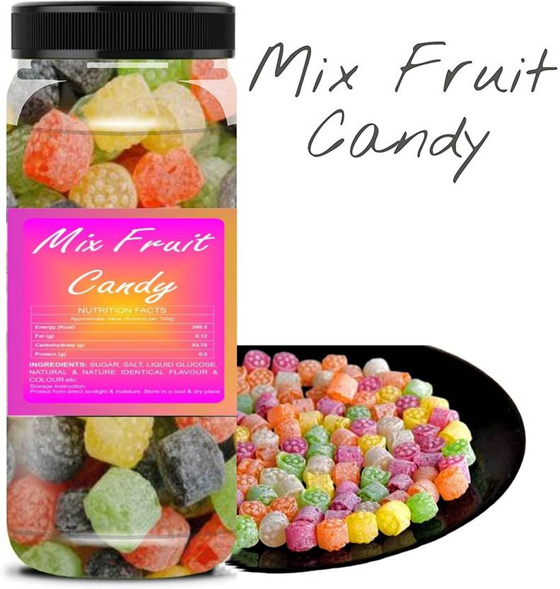 Organic Bites Colorful Mix Fruit Candy (Mouth Freshner), Jar Pack Mix