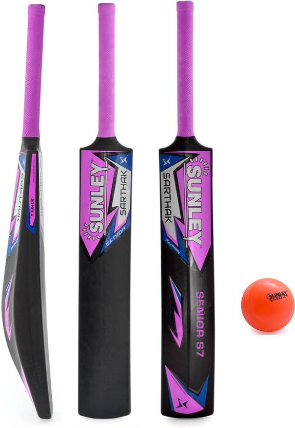 SUNLEY Cricket Set With Black Light Pink Full Size Plastic Cricket Bat