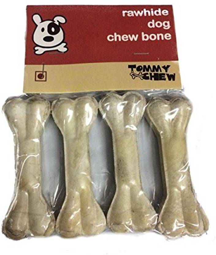 TommyChew Brandon 4 Inch 4 Pcs White Digestible Rawhide Pressed Bone For Dogs Dog Chew