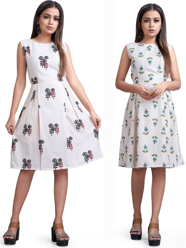 Women A-line White Dress