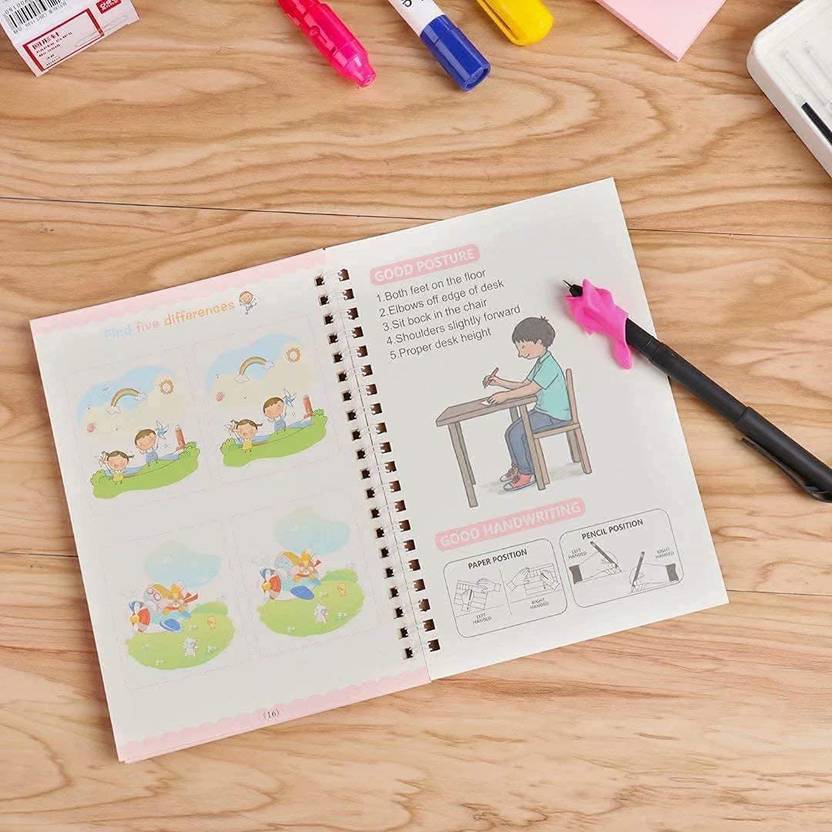 ALORNIS Magic Practice Reused, Calligraphy Copybook Set for Kids - 4 Pack (Multicolor)