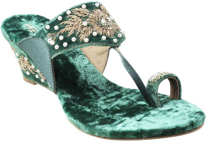 Women Green Wedges Sandal