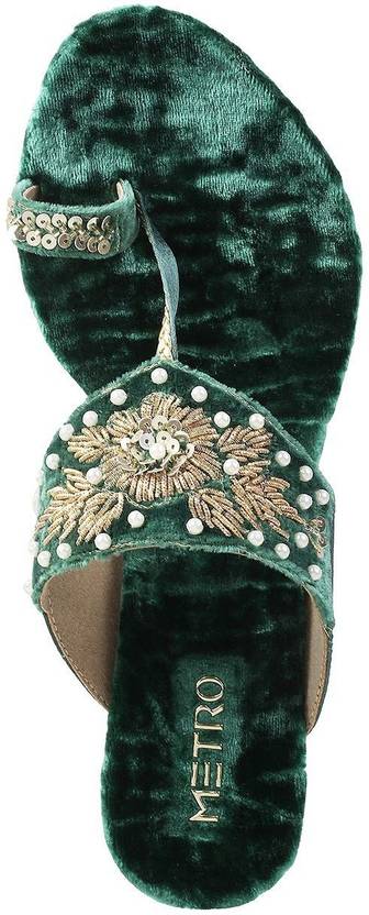 Women Green Wedges Sandal