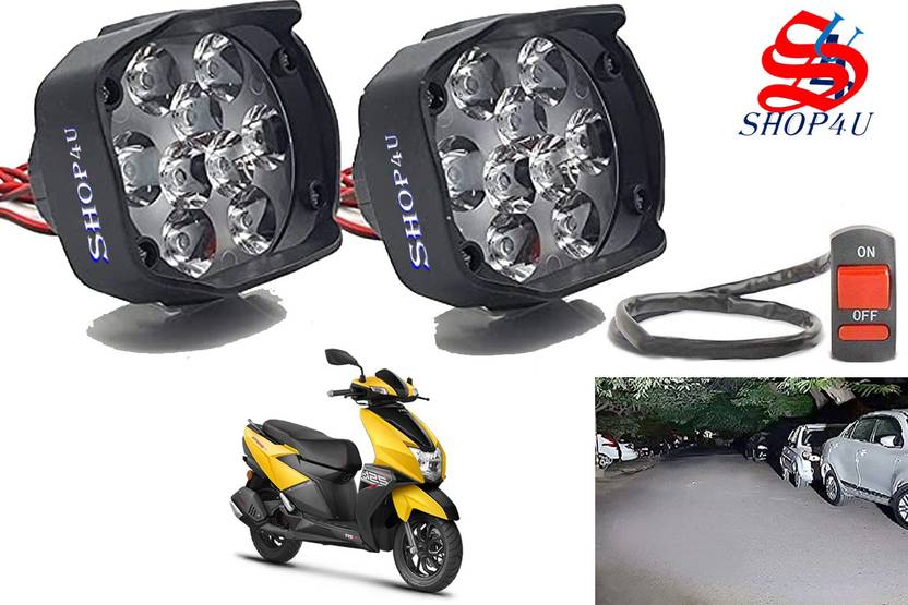 SHOP4U Waterproof 9 LED Fog Light with Switch for TVS NTORQ 125