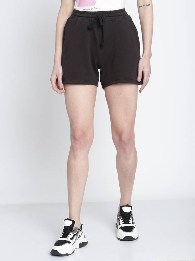 Rute Solid Women Black Basic Shorts