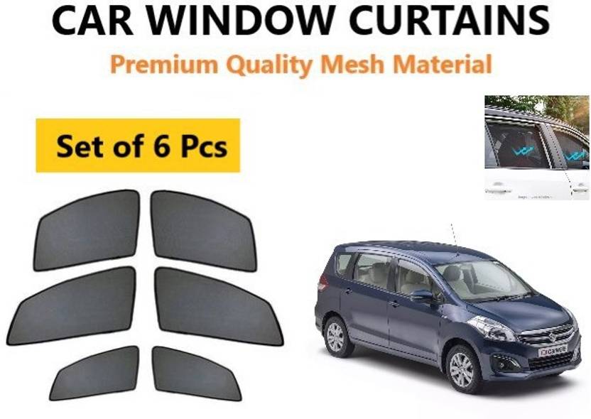 CAR WINDOW SHADE/CURTAIN FOR MARUTI ERTIGA (SET OF 6PCS, BLACK) Car Curtain Price in India