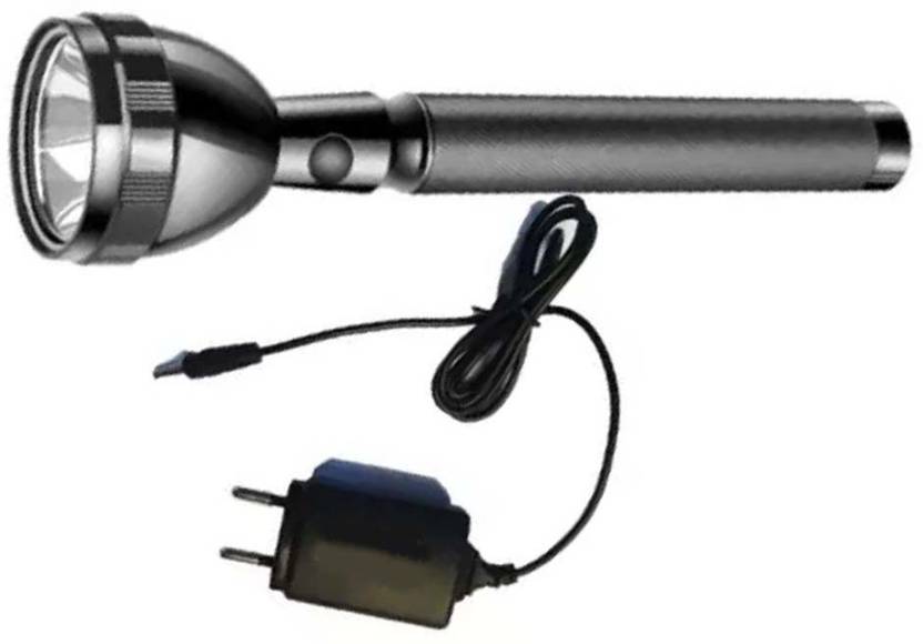 Small Sun LED super bright chargeable emergency flashlight long black