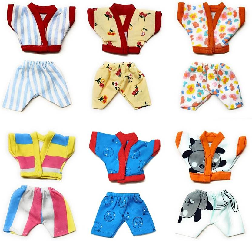 DURGA HOSIERY Pack of 6 Dress / Night suit for Laddu Gopal size 0 / Kanha Murti height 2 inch Dress
