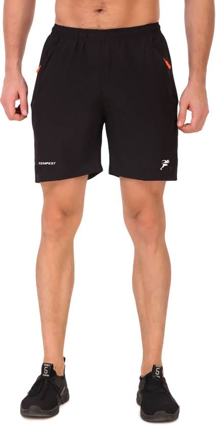 Tempest Solid Men Black Sports Shorts