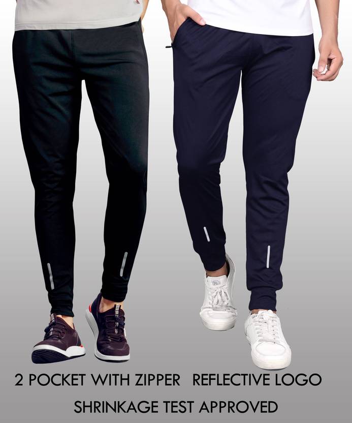RUNNERIO Printed Men Black, Blue Track Pants Buy RUNNERIO Printed Men