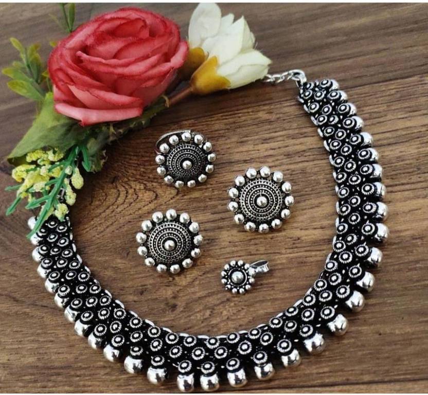 Naman Arts Brass Silver Jewellery Set